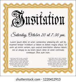 Orange Formal invitation template. With great quality guilloche pattern. Excellent design. Customizable, Easy to edit and change colors. 