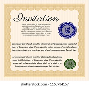 Orange Formal invitation template. Money Pattern. Customizable, Easy to edit and change colors. Printer friendly. 