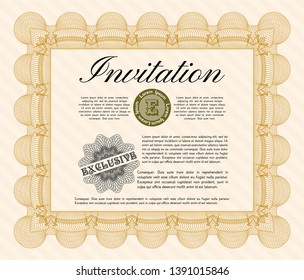 Orange Formal invitation template. Nice design. Complex background. Customizable, Easy to edit and change colors. 