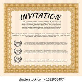 Orange Formal invitation template. Nice design. With complex background. Customizable, Easy to edit and change colors. 