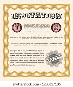 Orange Formal invitation template. Perfect design. Detailed. Easy to print. 