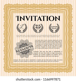 Orange Formal invitation template. Printer friendly. Detailed. Lovely design. 