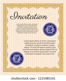 Orange Formal invitation template. With quality background. Vector illustration. Superior design. 
