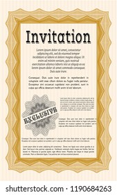 Orange Formal invitation template. With quality background. Modern design. Detailed. 