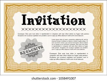   Orange Formal invitation template. Sophisticated design. With quality background. Customizable, Easy to edit and change colors. 