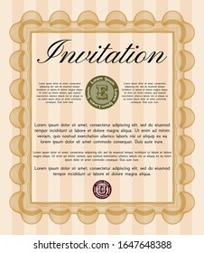 Orange Formal invitation template. Sophisticated design. Customizable, Easy to edit and change colors. Easy to print. 