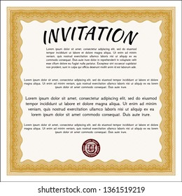 Orange Formal invitation template. Vector illustration. With background. Elegant design. 