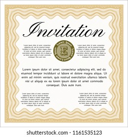 Orange Formal invitation. Vector illustration. Printer friendly. Modern design. 