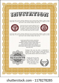 Orange Formal invitation. Vector illustration. With quality background. Cordial design. 