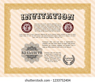 Orange Formal invitation. Vector illustration. Printer friendly. Good design. 