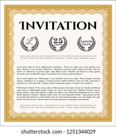 Orange Formal invitation. Vector illustration. With complex background. Cordial design. 