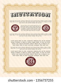 Orange Formal invitation. Vector illustration. With background. Elegant design. 