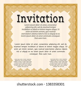 Orange Formal invitation. Vector illustration. With background. Elegant design. 
