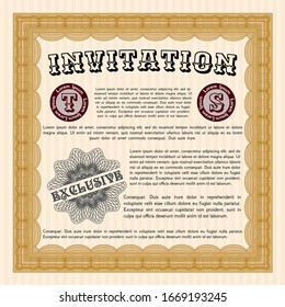 Orange Formal invitation. Vector illustration. Printer friendly. Elegant design. 