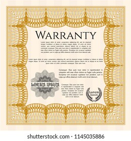Orange Formal Warranty Certificate template. Beauty design. Customizable, Easy to edit and change colors. With quality background. 