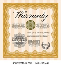 Orange Formal Warranty Certificate template. Good design. Customizable, Easy to edit and change colors. Printer friendly. 
