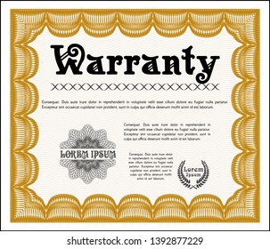 Orange Formal Warranty Certificate template. Sophisticated design. Customizable, Easy to edit and change colors. With quality background. 
