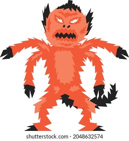 orange four 
armed monster illustration