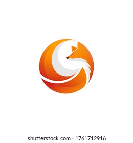 Orange fox in circle shape logo illustration