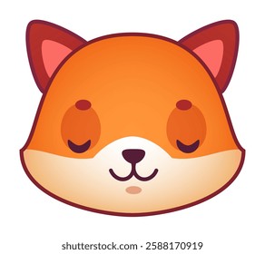 Orange fox face with closed eyes, exuding cuteness and tranquility, perfect for children s books, greeting cards, or any project needing adorable wildlife