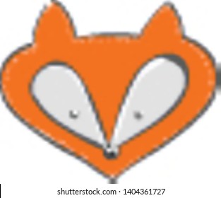 An orange fox with large white eyes and small ears, vector, color drawing or illustration. 