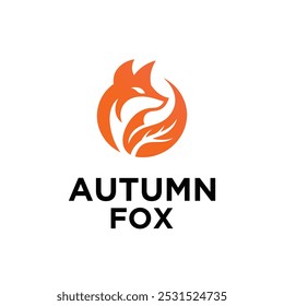 Orange fox with leaf tail logo design	vector illustration
