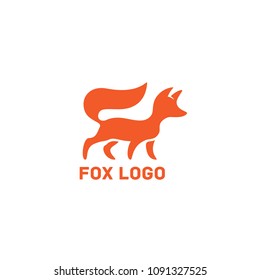 Orange fox logo design template. Vector illustration.