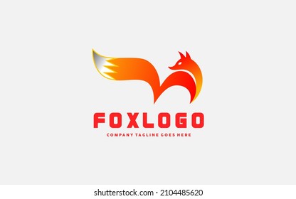 Orange fox logo design template simple vector image