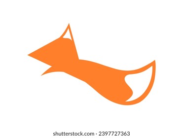 Orange fox logo icon flat vector design