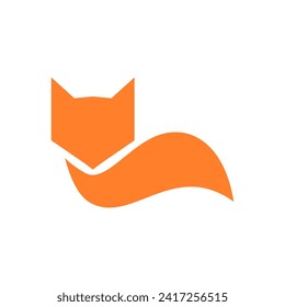 Orange fox logo icon flat vector design