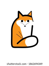 Orange fox logo icon vector illustration. Isolated on white background. Wildlife  character icon.