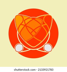orange fox logo name design circle