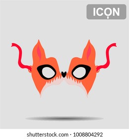 Orange fox mask on a grey background. Icon vector