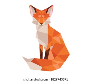 Orange Fox In Polygon Art