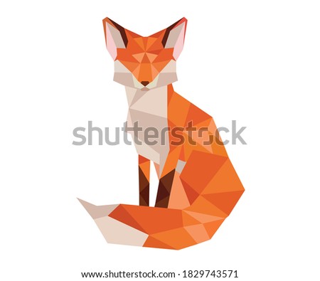 Orange fox in polygon art