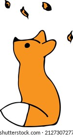 orange fox simple design with falling leaf for World Wildlife Day