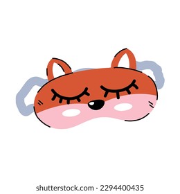 Orange fox sleep mask. Isolated. White background. trendy design. Vector illustration. Dreams. slumber