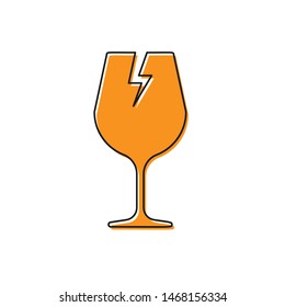 Orange Fragile broken glass symbol for delivery boxes icon isolated on white background.  Vector Illustration