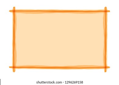 orange frame art line watercolor style for banner background and copy space, orange art line banner frame, orange art line frame in hand drawn style, border orange and white of frame background