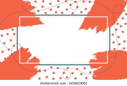 Orange frame brush strokes background. Abstract illustration wallpaper for template website, banner social media advertising. minimal style. Summer concept. Vector