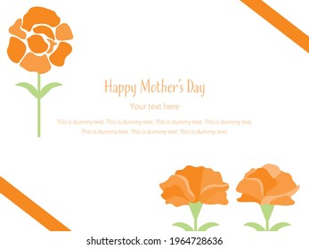 Orange frame illustration of the carnation of the Mother's Day