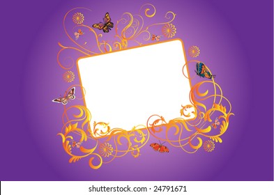 Orange frame on violet background