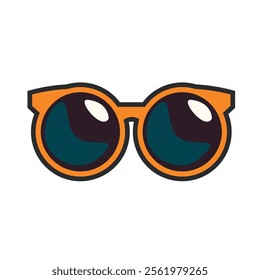 orange frame sunglasses in outline flat vector design.