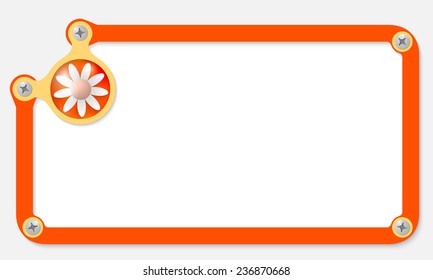 orange frame for text with screws and flower