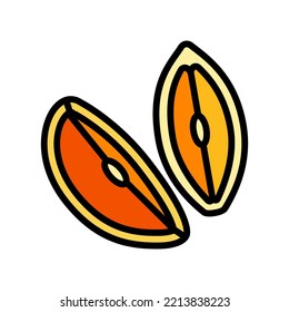 orangefarbene, frische Schnittscheibe, Farbsymbol Vektorgrafik. orangefarbenes, frisches Schnittscheibe. einzelne Symbolillustration