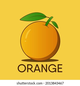 Orange Fresh Orange Fruit Flat Design For Vegetarian Instagram Tamplate Or Healty Food Icon. A Simple Illustration Orange. 