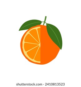 Orange Fresh Fruit Flat Design Art New Illustration Stock Vector