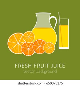 orange fresh juice, fruit, vector background, healthy eating, postcard