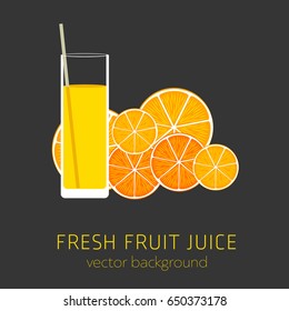 orange fresh juice, fruit, vector background, healthy eating, postcard
