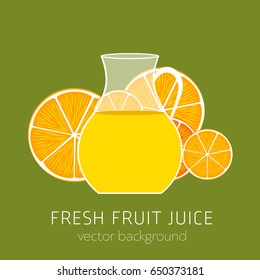 orange fresh juice, fruit, vector background, healthy eating, postcard